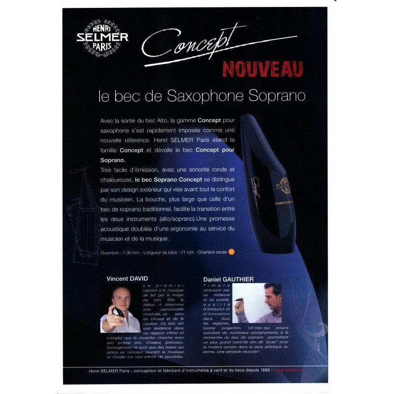 SELMER CONCEPT BEC saxophone soprano à 153,00€ TTC chez L'ATELIER DES