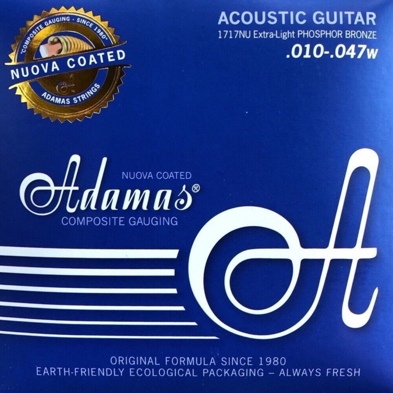 Adamas Corde Guitare acoustique Nuova Phosphor Bronze coated 1717NU-Extra-Light adv Adamas Corde Guitare acoustique Nuova Phosphor Bronze coated 1717NU-Extra-Light adv